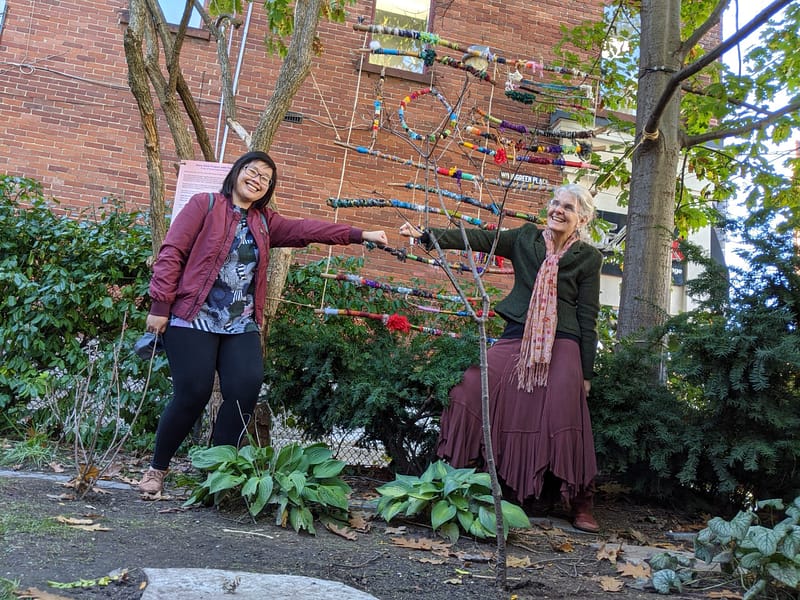May Chook and Pamela Schuller at Story Stick Project Exhibit Launch Event